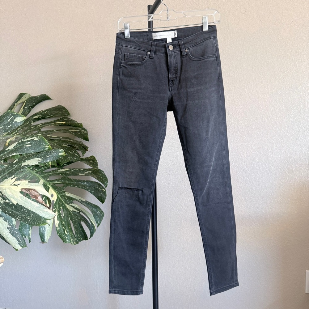Victoria Beckham Jeans Women 25 Black Distressed Skinny Made in Italy Slim‎ Fit
